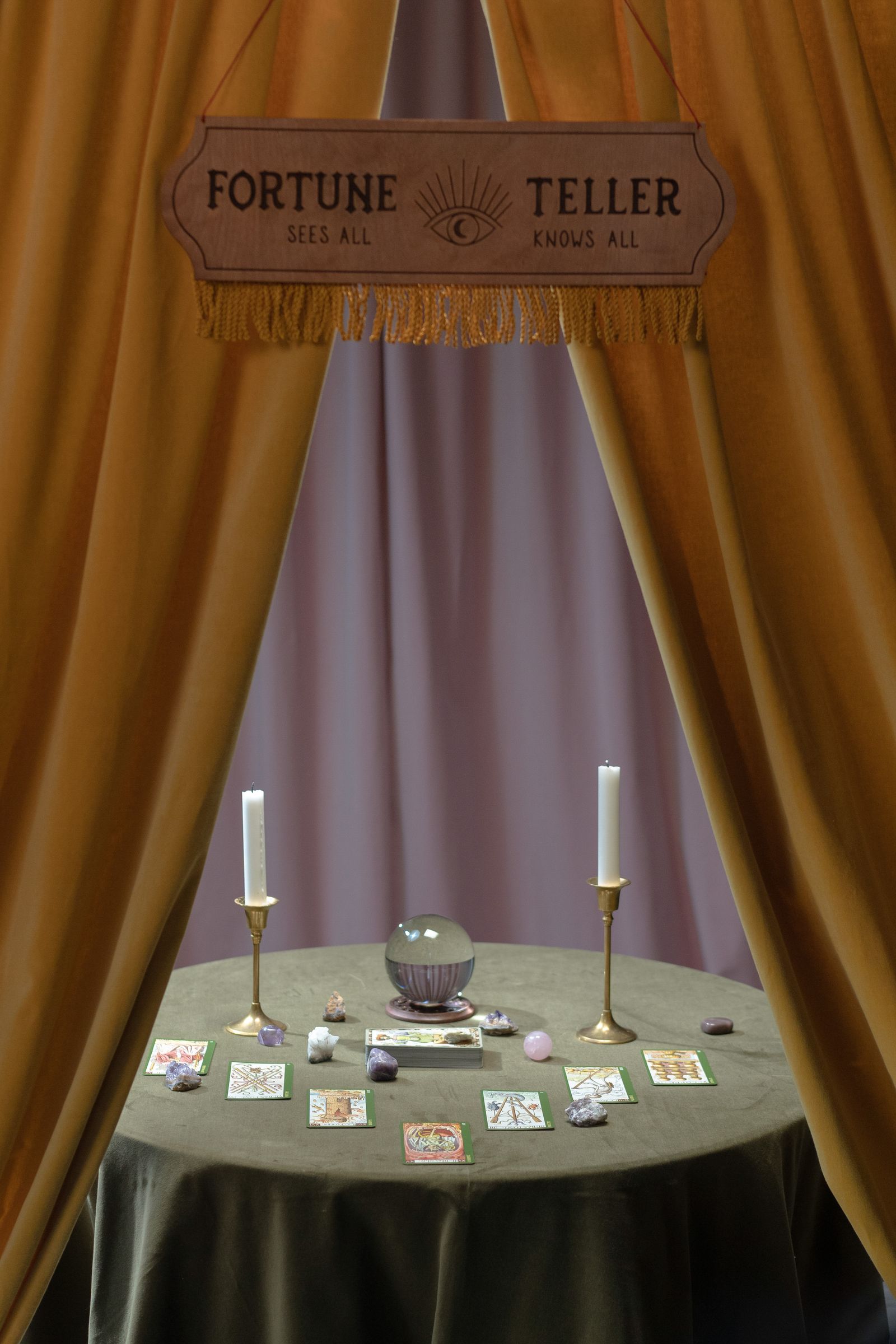 Tarot cards and crystal ball laid out for a personal reading